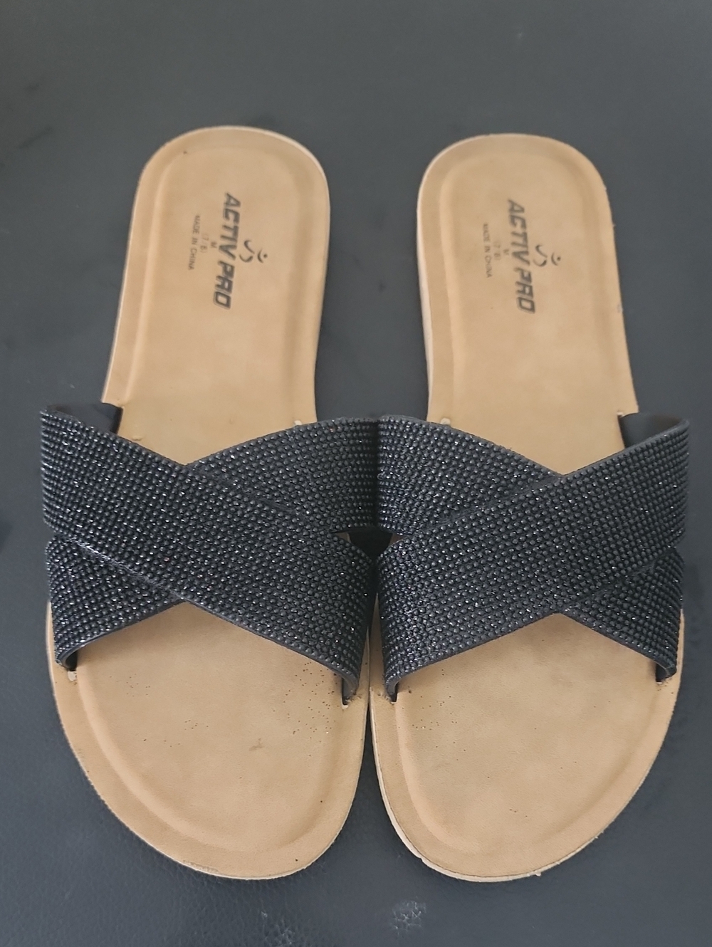 Women's Black Crisscross Slide Sandals